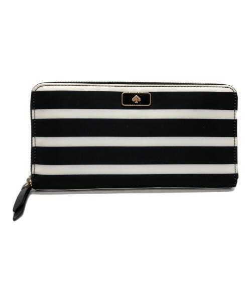 Kate Spade（ケイトスペード）Kate Spade (ケイトスペード) ラウンドファスナー財布 ブラック×ホワイトの古着・服飾アイテム