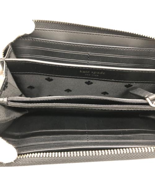 Kate Spade（ケイトスペード）Kate Spade (ケイトスペード) ラウンドファスナー財布 ブラック×ホワイトの古着・服飾アイテム