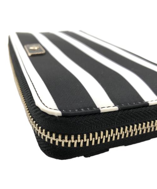 Kate Spade（ケイトスペード）Kate Spade (ケイトスペード) ラウンドファスナー財布 ブラック×ホワイトの古着・服飾アイテム
