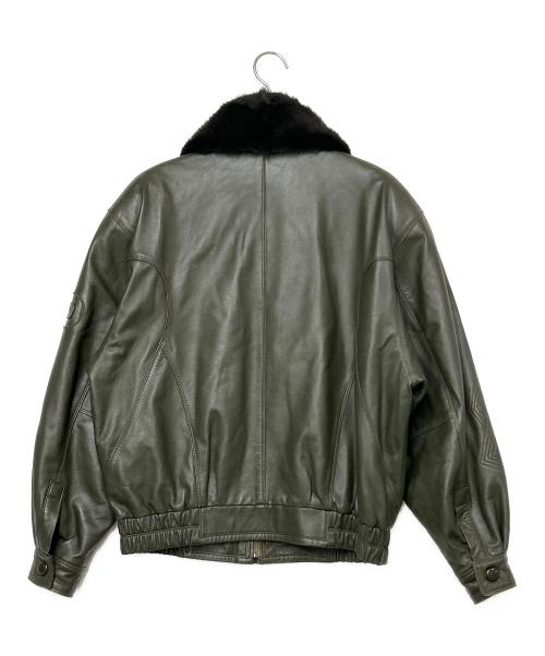 PIERRE BALMAIN（ピエール バルマン）PIERRE BALMAIN (ピエール バルマン) ラムレザージャケット グリーン サイズ:SIZE Mの古着・服飾アイテム