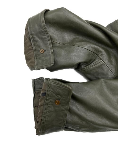 PIERRE BALMAIN（ピエール バルマン）PIERRE BALMAIN (ピエール バルマン) ラムレザージャケット グリーン サイズ:SIZE Mの古着・服飾アイテム