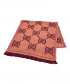 GUCCIグッチ）の古着「GGジャガードマフラー」｜レッド×ピンク