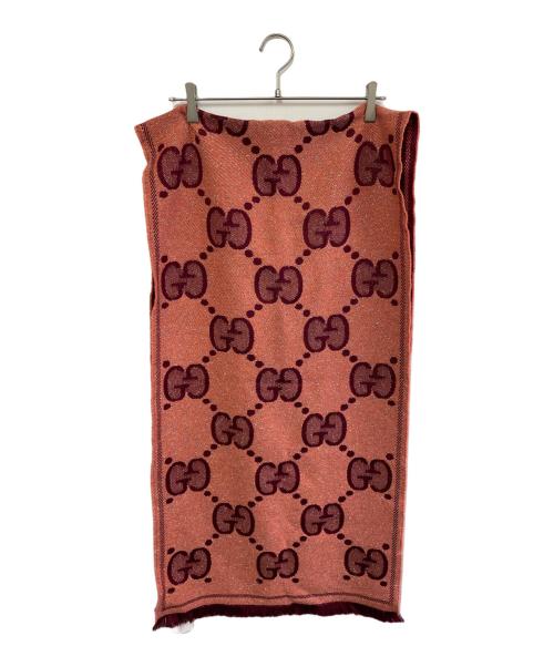 GUCCI（グッチ）GUCCI (グッチ) GGジャガードマフラー レッド×ピンクの古着・服飾アイテム