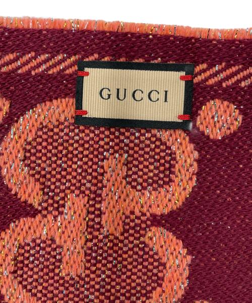 GUCCI（グッチ）GUCCI (グッチ) GGジャガードマフラー レッド×ピンクの古着・服飾アイテム