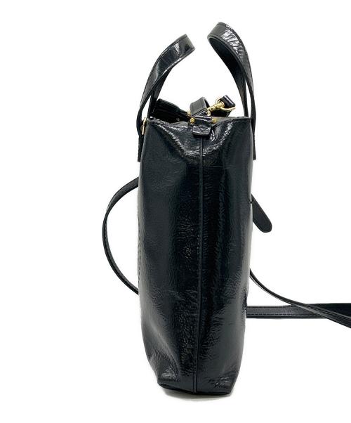 ANYA HINDMARCH（アニヤ・ハインドマーチ）ANYA HINDMARCH (アニヤハインドマーチ) 2WAYエナメルトートバッグ ブラックの古着・服飾アイテム