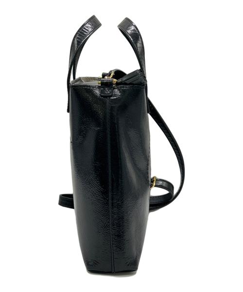 ANYA HINDMARCH（アニヤ・ハインドマーチ）ANYA HINDMARCH (アニヤハインドマーチ) 2WAYエナメルトートバッグ ブラックの古着・服飾アイテム
