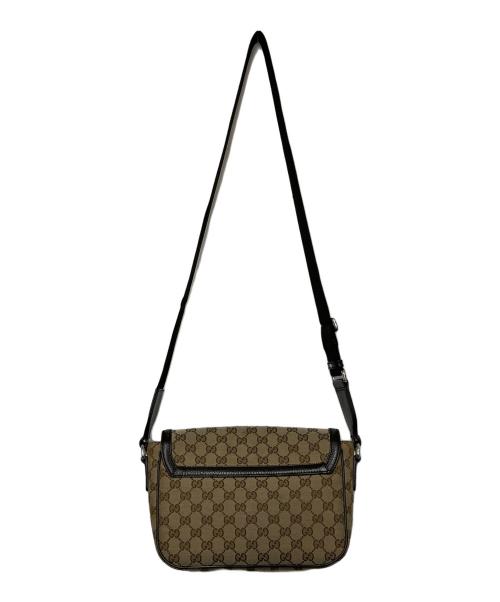GUCCI（グッチ）GUCCI (グッチ) フラップショルダーバッグ ベージュ×ブラウンの古着・服飾アイテム