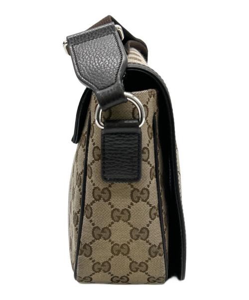 GUCCI（グッチ）GUCCI (グッチ) フラップショルダーバッグ ベージュ×ブラウンの古着・服飾アイテム