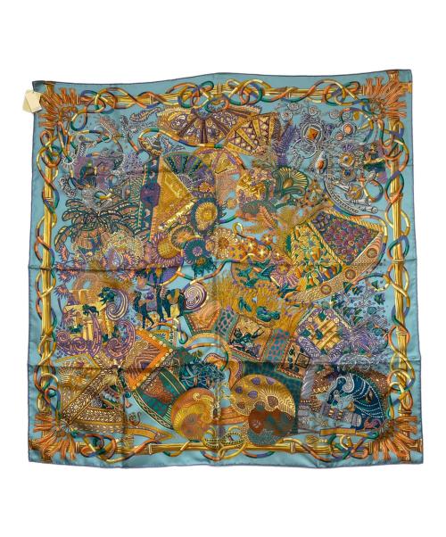 HERMES（エルメス）HERMES (エルメス) シルクスカーフ ブルー×オレンジ 未使用品の古着・服飾アイテム