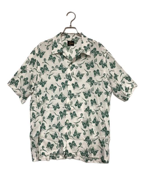 Needles（ニードルズ）Needles (ニードルズ) 半袖シャツ ホワイト×グリーン サイズ:Mの古着・服飾アイテム