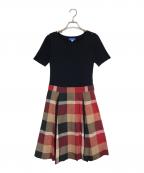 BLUE LABEL CRESTBRIDGEブルーレーベルクレストブリッジ）の古着「ニット切替ワンピース」｜ブラウン×ブラック