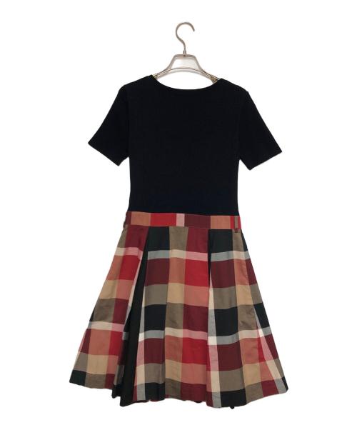 BLUE LABEL CRESTBRIDGE（ブルーレーベルクレストブリッジ）BLUE LABEL CRESTBRIDGE (ブルーレーベルクレストブリッジ) ニット切替ワンピース ブラウン×ブラック サイズ:Mの古着・服飾アイテム
