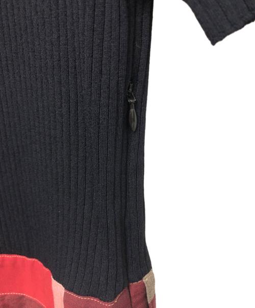 BLUE LABEL CRESTBRIDGE（ブルーレーベルクレストブリッジ）BLUE LABEL CRESTBRIDGE (ブルーレーベルクレストブリッジ) ニット切替ワンピース ブラウン×ブラック サイズ:Mの古着・服飾アイテム