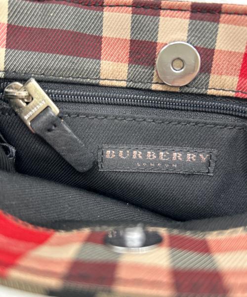 BURBERRY LONDON（バーバリーロンドン）BURBERRY LONDON (バーバリーロンドン) ミニトートバッグ ベージュ×レッドの古着・服飾アイテム