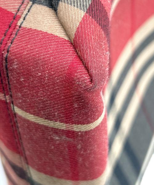 BURBERRY LONDON（バーバリーロンドン）BURBERRY LONDON (バーバリーロンドン) ミニトートバッグ ベージュ×レッドの古着・服飾アイテム