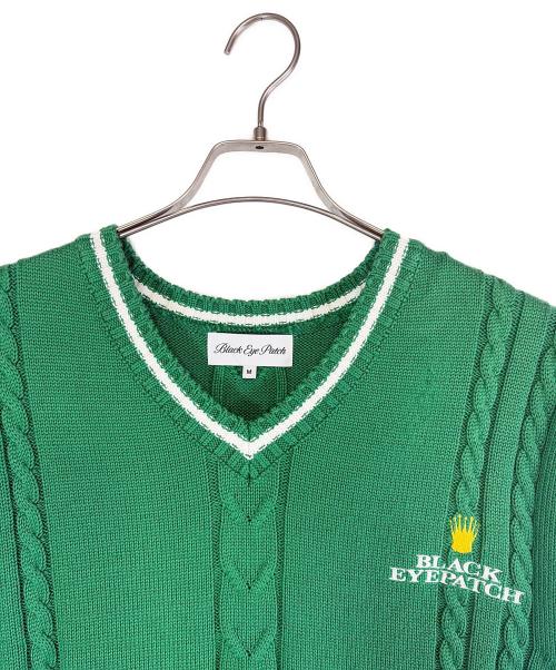BlackEyePatch（ブラックアイパッチ）BlackEyePatch (ブラックアイパッチ) ロイヤルクラウンロゴニットベスト グリーン サイズ:SIZE Mの古着・服飾アイテム