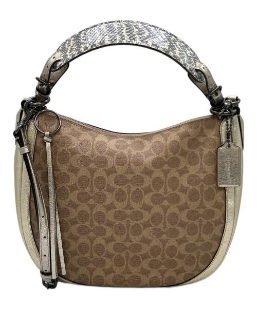 COACH（コーチ）COACH (コーチ) 2WAYショルダーバッグ ベージュ×ブラウンの古着・服飾アイテム