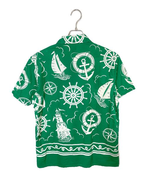 Noah（ノア）Noah (ノア) オープンカラーシャツ グリーン×ホワイト サイズ:Sの古着・服飾アイテム