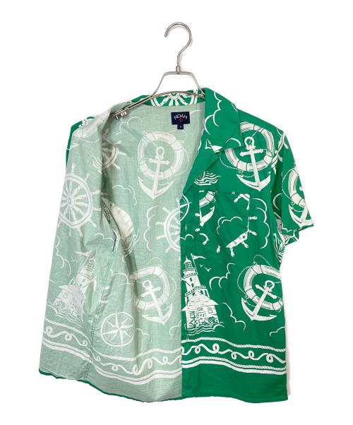 Noah（ノア）Noah (ノア) オープンカラーシャツ グリーン×ホワイト サイズ:Sの古着・服飾アイテム
