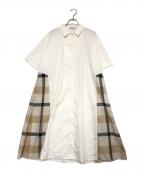 CRESTBRIDGEクレストブリッジ）の古着「半袖ワンピース」｜ホワイト×ベージュ