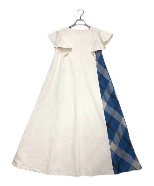 CRESTBRIDGE（クレストブリッジ）CRESTBRIDGE (クレストブリッジ) 半袖ワンピース ホワイト×ブルー サイズ:Mの古着・服飾アイテム