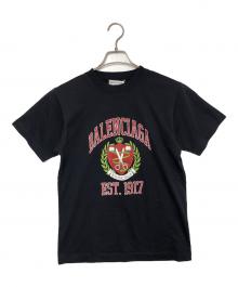 BALENCIAGA（バレンシアガ）の古着「カレッジTシャツ」｜ネイビー×レッド