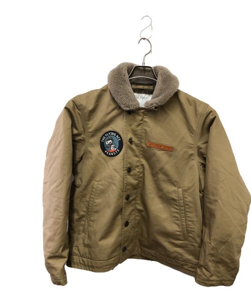 AVIREX（アヴィレックス）AVIREX (アヴィレックス) PEANUTS (ピーナッツ) フライトジャケット ベージュ サイズ:Ｌの古着・服飾アイテム