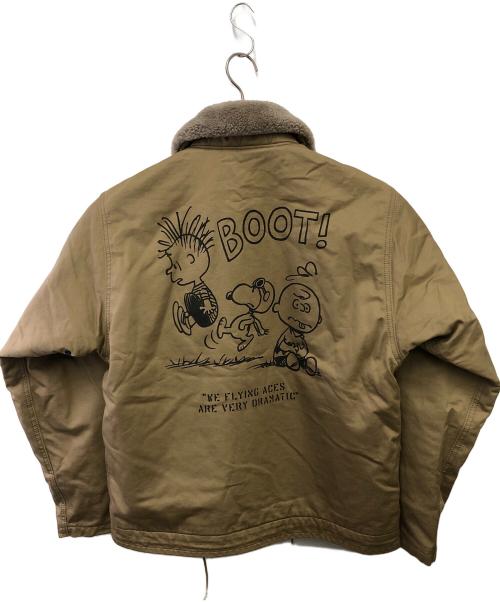 AVIREX（アヴィレックス）AVIREX (アヴィレックス) PEANUTS (ピーナッツ) フライトジャケット ベージュ サイズ:Ｌの古着・服飾アイテム