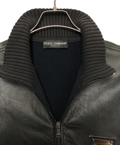 DOLCE & GABBANA（ドルチェ＆ガッバーナ）DOLCE & GABBANA (ドルチェ＆ガッバーナ) ラムスキンレザージャケット ブラック サイズ:SIZE 48の古着・服飾アイテム