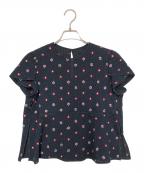 TOMORROW LANDトゥモローランド）の古着「半袖ブラウス」｜ネイビー×レッド