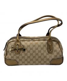 GUCCI（グッチ）の古着「プリンシー GGミニボストンバッグ」｜ベージュ×ゴールド