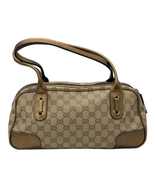GUCCI（グッチ）GUCCI (グッチ) プリンシー GGミニボストンバッグ ベージュ×ゴールドの古着・服飾アイテム