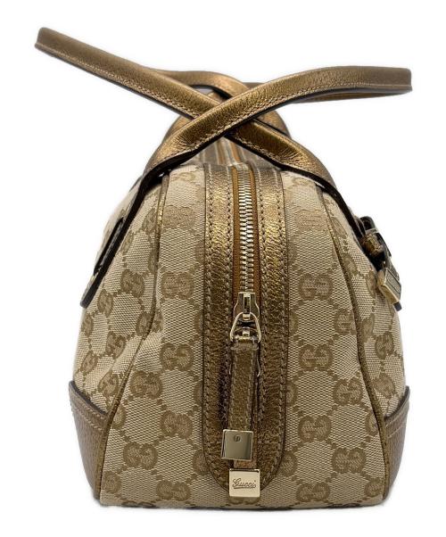 GUCCI（グッチ）GUCCI (グッチ) プリンシー GGミニボストンバッグ ベージュ×ゴールドの古着・服飾アイテム