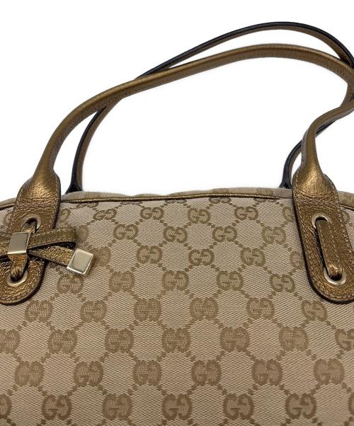 GUCCI（グッチ）GUCCI (グッチ) プリンシー GGミニボストンバッグ ベージュ×ゴールドの古着・服飾アイテム