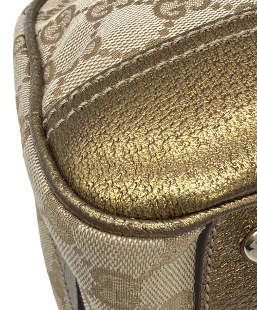 GUCCI（グッチ）GUCCI (グッチ) プリンシー GGミニボストンバッグ ベージュ×ゴールドの古着・服飾アイテム