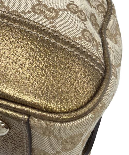 GUCCI（グッチ）GUCCI (グッチ) プリンシー GGミニボストンバッグ ベージュ×ゴールドの古着・服飾アイテム