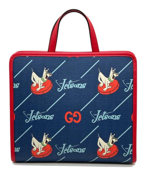 GUCCI（グッチ）GUCCI (グッチ) ハンドバッグ レッド×ネイビーの古着・服飾アイテム