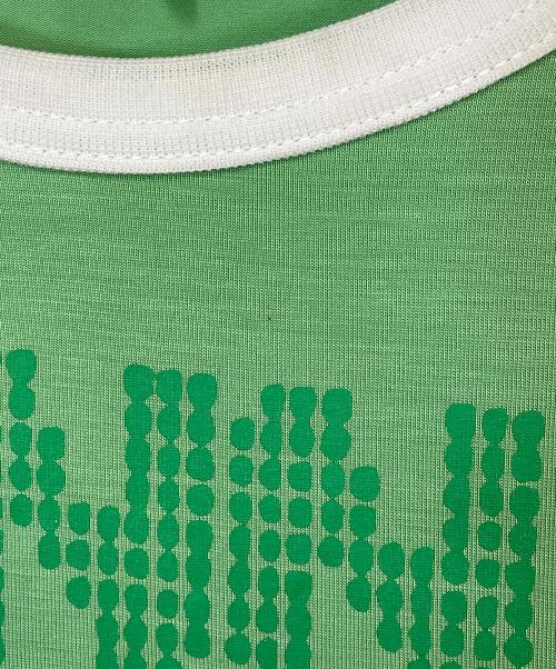 GANNI（ガニー）Ganni (ガニー) フロントプリントリンガーTシャツ グリーン×ホワイト サイズ:表記無の古着・服飾アイテム