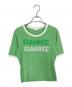 Ganni（ガニー）の古着「フロントプリントリンガーTシャツ」｜グリーン×ホワイト