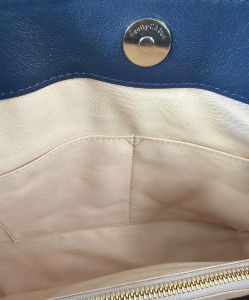 SEE BY CHLOE（シーバイクロエ）SEE BY CHLOE (シーバイクロエ) 2WAYショルダーバッグ ネイビー×ベージュ 未使用品の古着・服飾アイテム