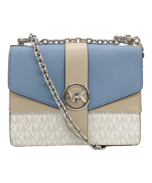 MICHAEL KORS（マイケル・コース）MICHAEL KORS (マイケル・コース) ショルダーバッグ ホワイト×ブルーの古着・服飾アイテム