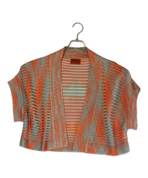 missoni（ミッソーニ）MISSONI (ミッソーニ) プリーツカーディガン ブルー×オレンジ サイズ:SIZE Freeの古着・服飾アイテム