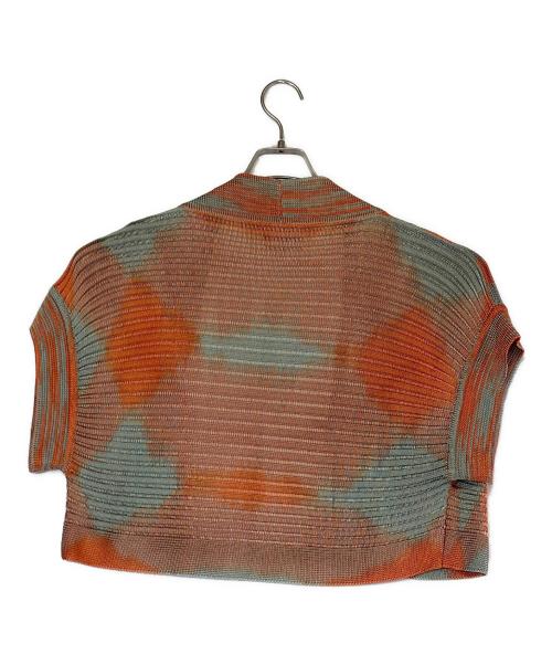 missoni（ミッソーニ）MISSONI (ミッソーニ) プリーツカーディガン ブルー×オレンジ サイズ:SIZE Freeの古着・服飾アイテム