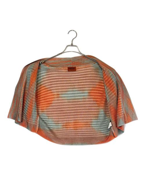 missoni（ミッソーニ）MISSONI (ミッソーニ) プリーツカーディガン ブルー×オレンジ サイズ:SIZE Freeの古着・服飾アイテム
