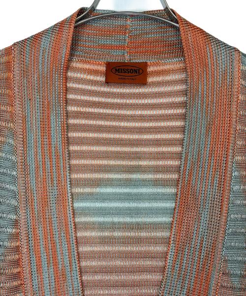 missoni（ミッソーニ）MISSONI (ミッソーニ) プリーツカーディガン ブルー×オレンジ サイズ:SIZE Freeの古着・服飾アイテム