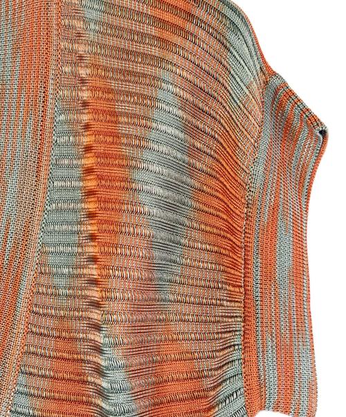 missoni（ミッソーニ）MISSONI (ミッソーニ) プリーツカーディガン ブルー×オレンジ サイズ:SIZE Freeの古着・服飾アイテム