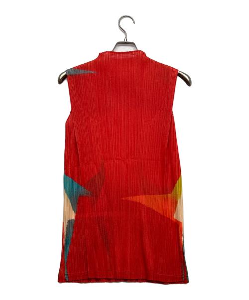 PLEATS PLEASE（プリーツプリーズ）PLEATS PLEASE (プリーツプリーズ) ノースリーブプリーツカットソー レッド サイズ:SIZE 3（L)の古着・服飾アイテム