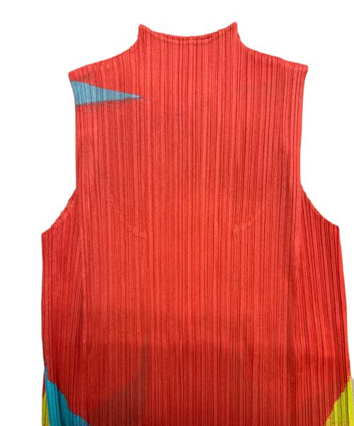 PLEATS PLEASE（プリーツプリーズ）PLEATS PLEASE (プリーツプリーズ) ノースリーブプリーツカットソー レッド サイズ:SIZE 3（L)の古着・服飾アイテム