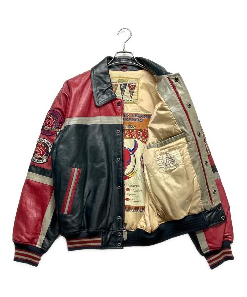 AVIREX（アヴィレックス）AVIREX (アヴィレックス) ライダースジャケット レッド×ネイビー サイズ:SIZE Sの古着・服飾アイテム