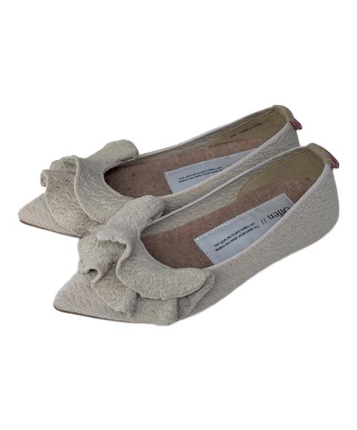 offen（オッフェン）Offen (オッフェン) フリル付フラットシューズ ベージュ サイズ:SIZE 23cmの古着・服飾アイテム